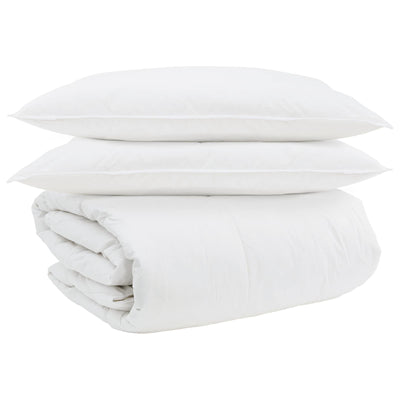 Vidaxl dekbed set met kussen 3 pcs wit donsveertjes