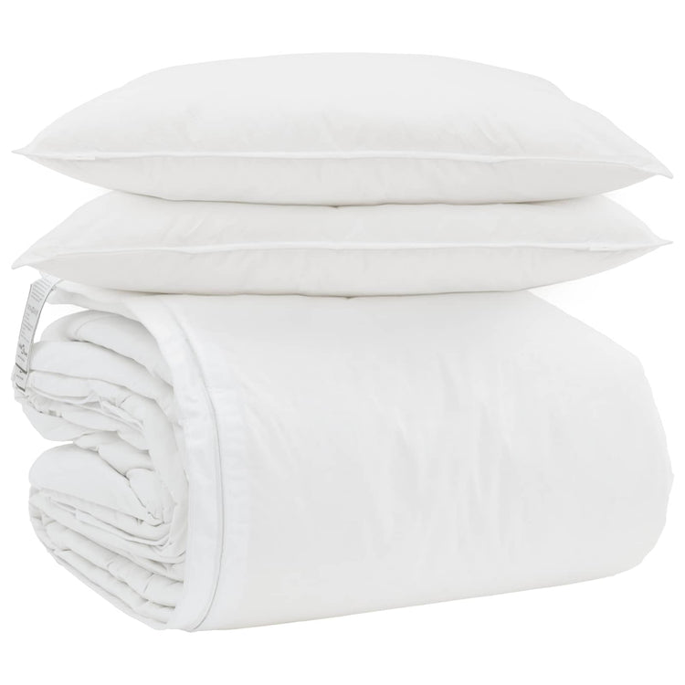 Vidaxl dekbed set met kussen 3 st wit donsveertjes