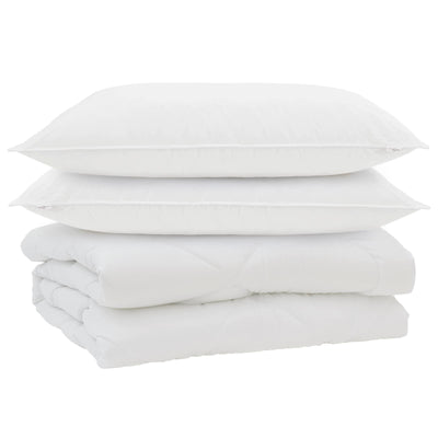 Vidaxl dekbed met kussen 3 pcs wit microfibre