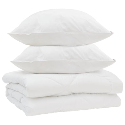 Vidaxl dekbed met kussen 3 pcs wit microfibre