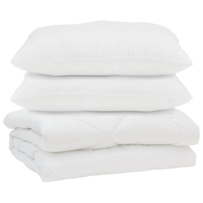 Vidaxl dekbed met kussen 3 pcs wit microfibre
