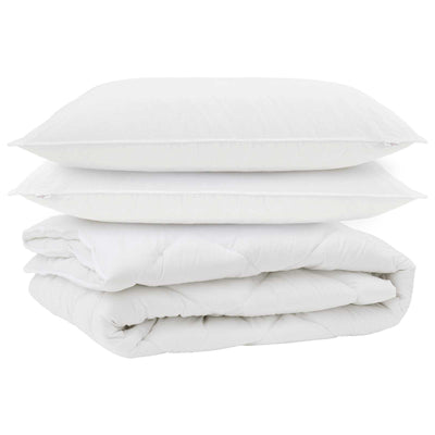 Vidaxl all-season dekbed met kussen 3 pcs wit microvezel