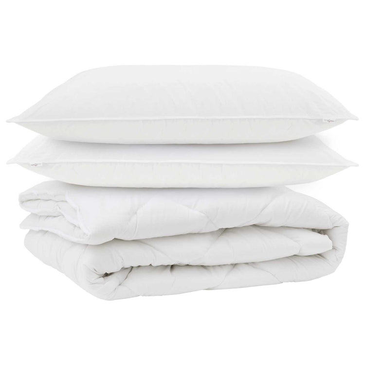 Vidaxl all-season dekbed met kussen 3 st wit microvezel