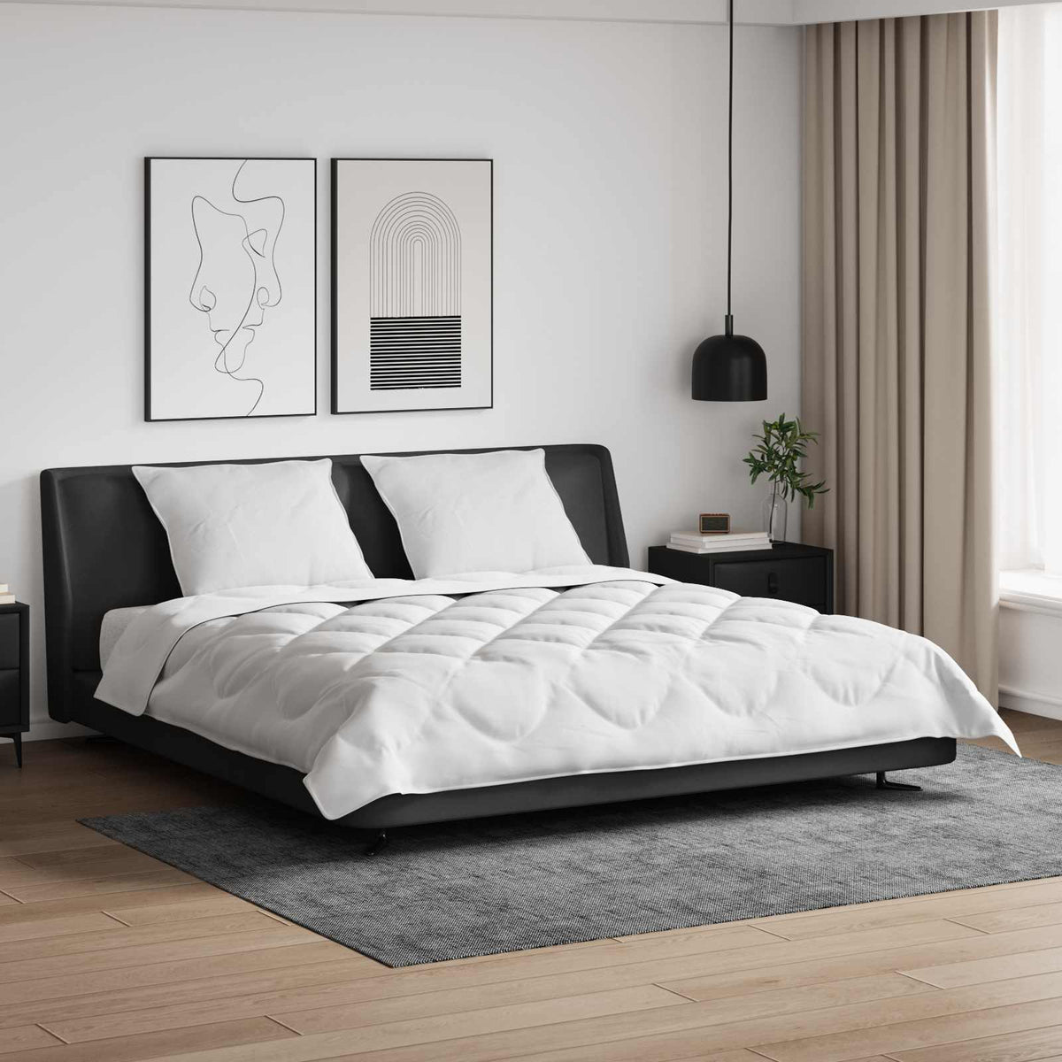 Vidaxl all-season dekbed met kussen 3 pcs wit microvezel