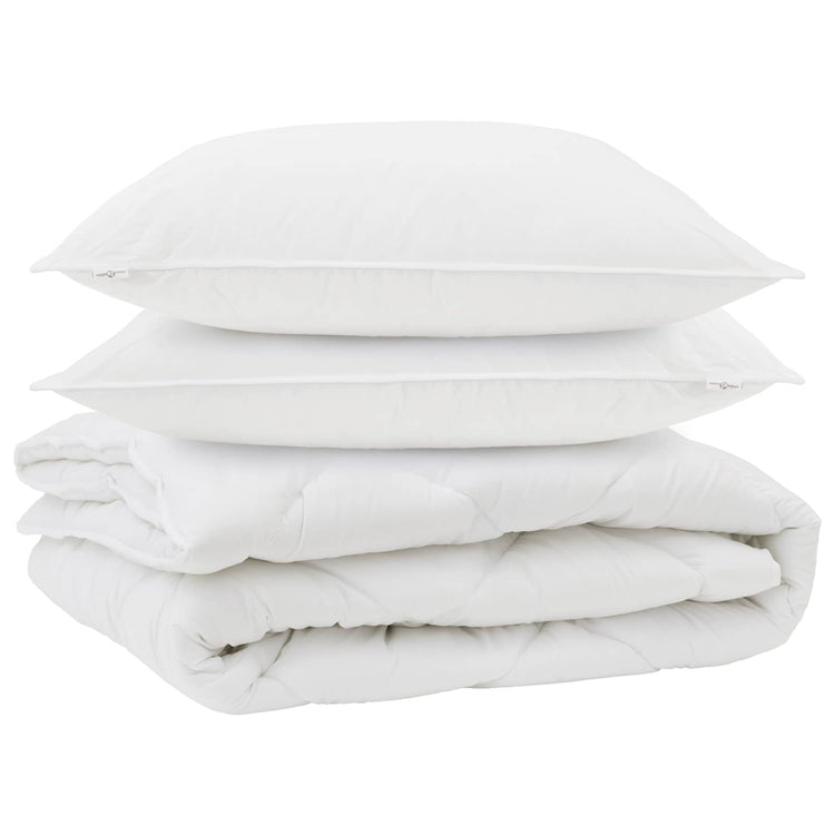Vidaxl all-season dekbed met kussen 3 pcs wit microvezel