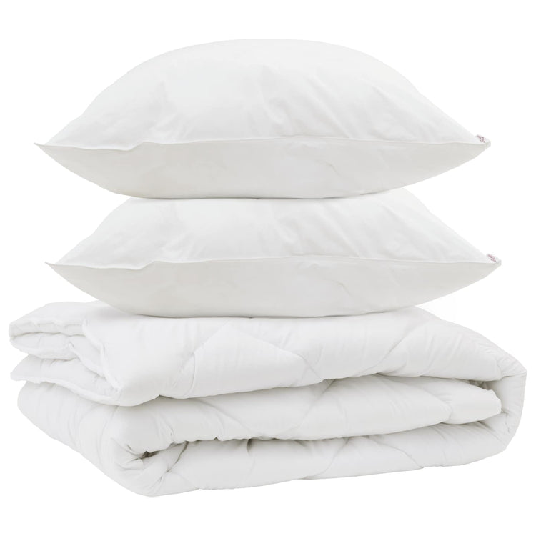 Vidaxl all-season dekbed met kussen 3 st wit microvezel