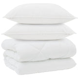 Vidaxl winter dekbed met kussen 3 st wit microvezel - afbeelding 2