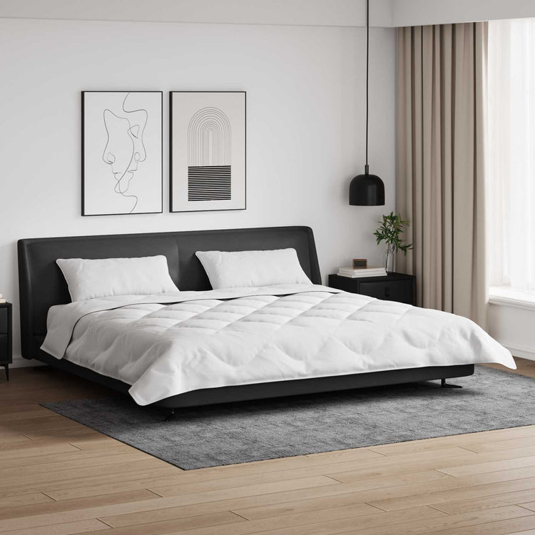 Vidaxl dekbed met kussens 3 st wit microfiber en dons feather