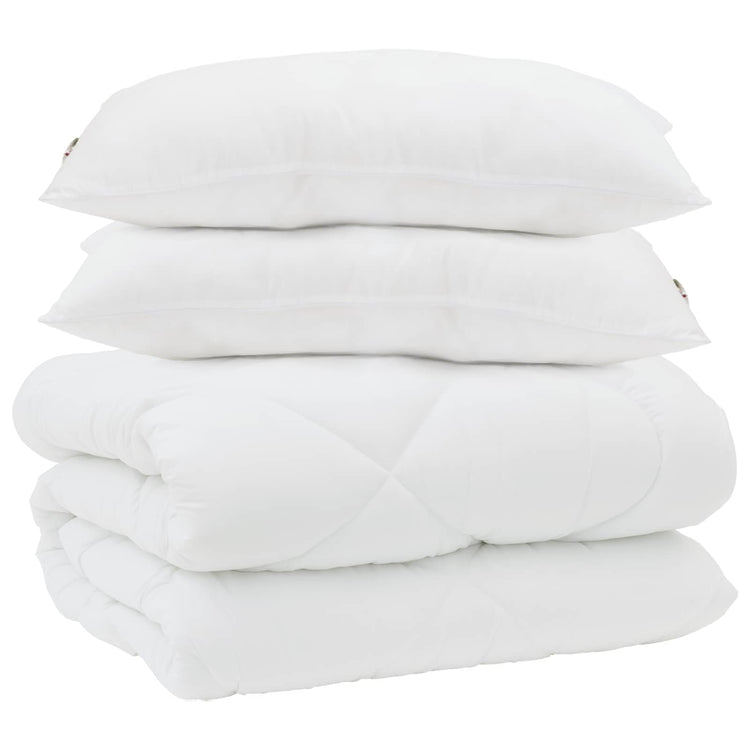 Vidaxl dekbed met kussens 3 st wit microfiber en dons feather