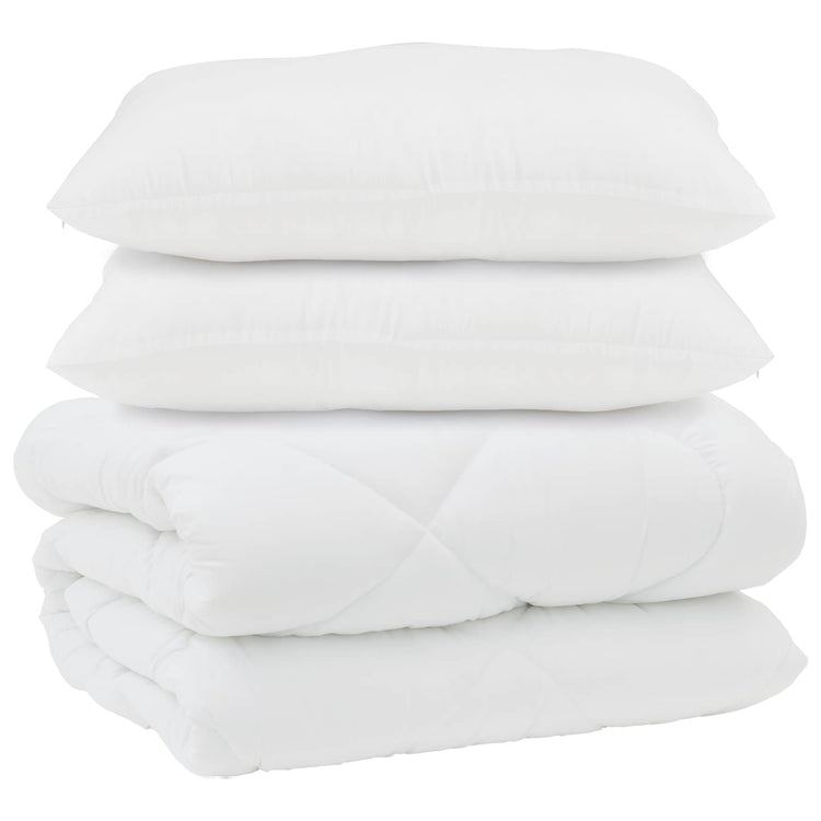 Vidaxl dekbed met kussens 3 st wit microfiber en dons feather