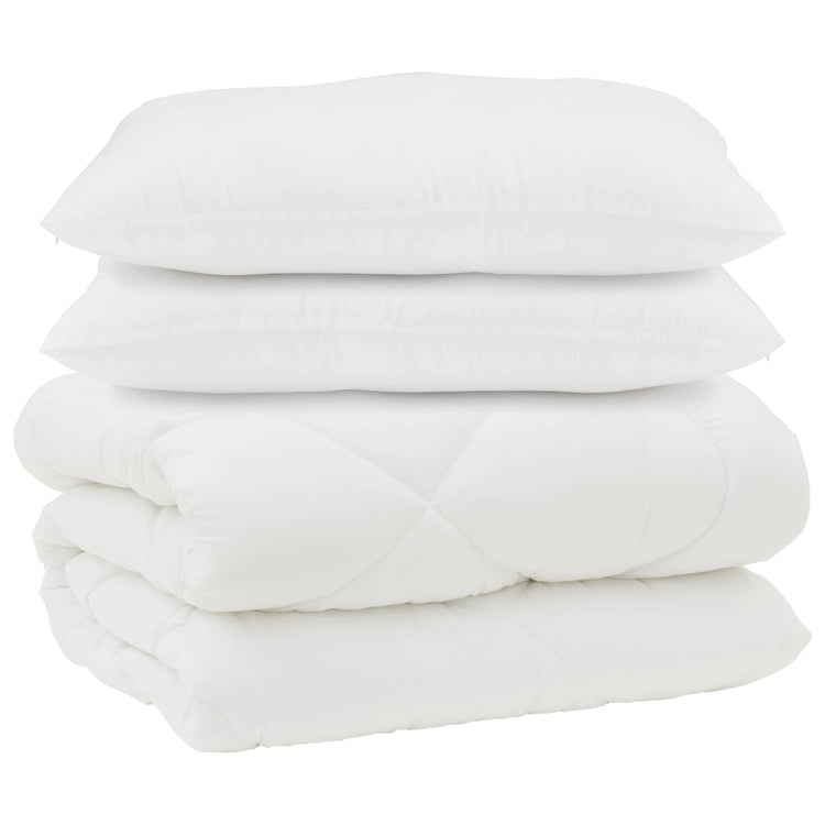 Vidaxl dekbed met kussens 3 st wit microfiber en dons feather
