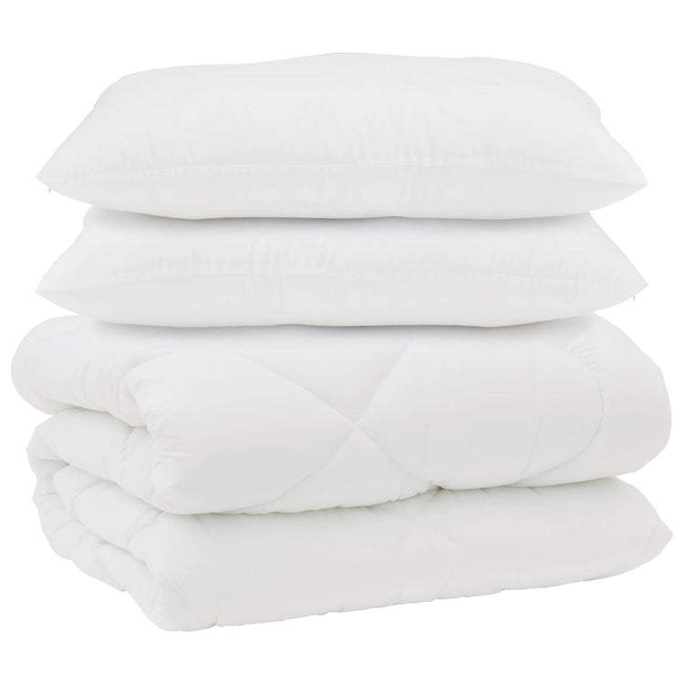 Vidaxl dekbed met kussens 3 pcs wit microfiber en dons feather