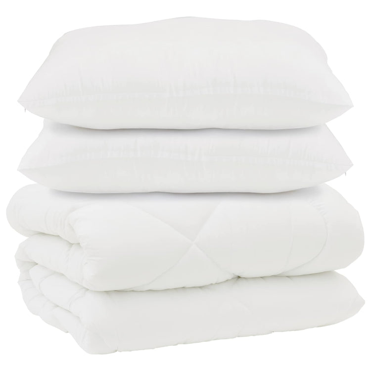 Vidaxl dekbed met kussens 3 st wit microfiber en dons feather