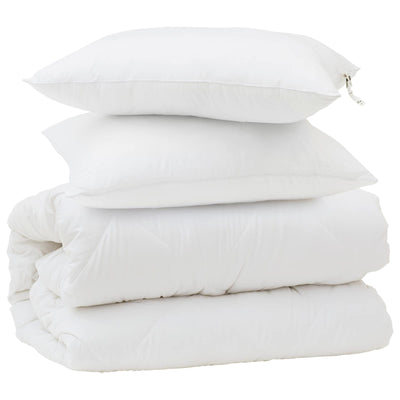 Vidaxl dekbed set met kussen 3 pcs wit microfiber en dons feather