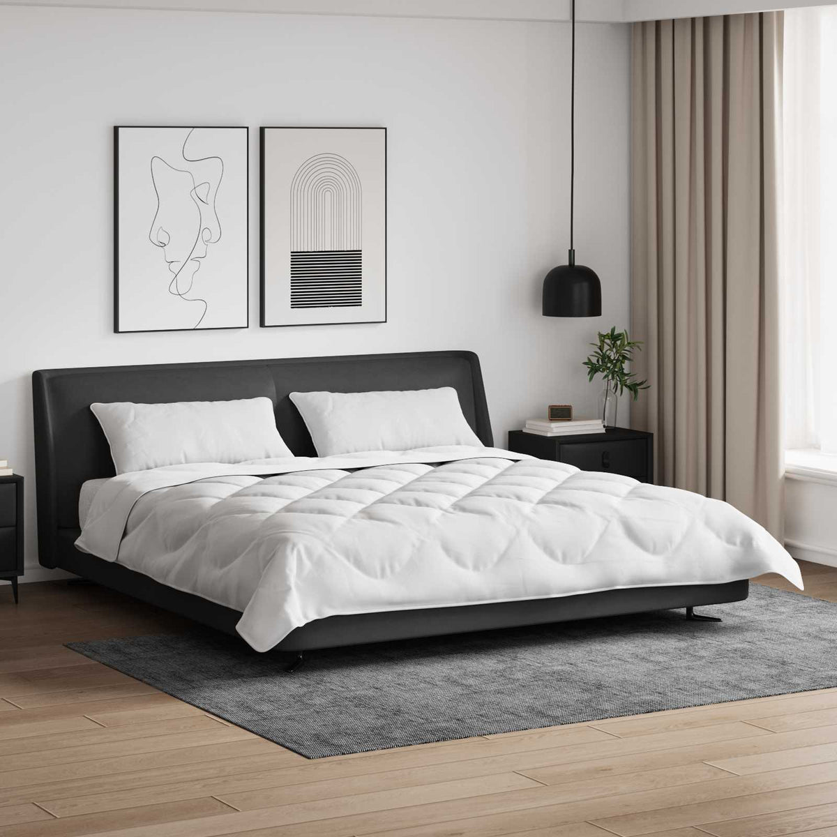 Vidaxl dekbed set met kussen 3 pcs wit microfiber en dons feather