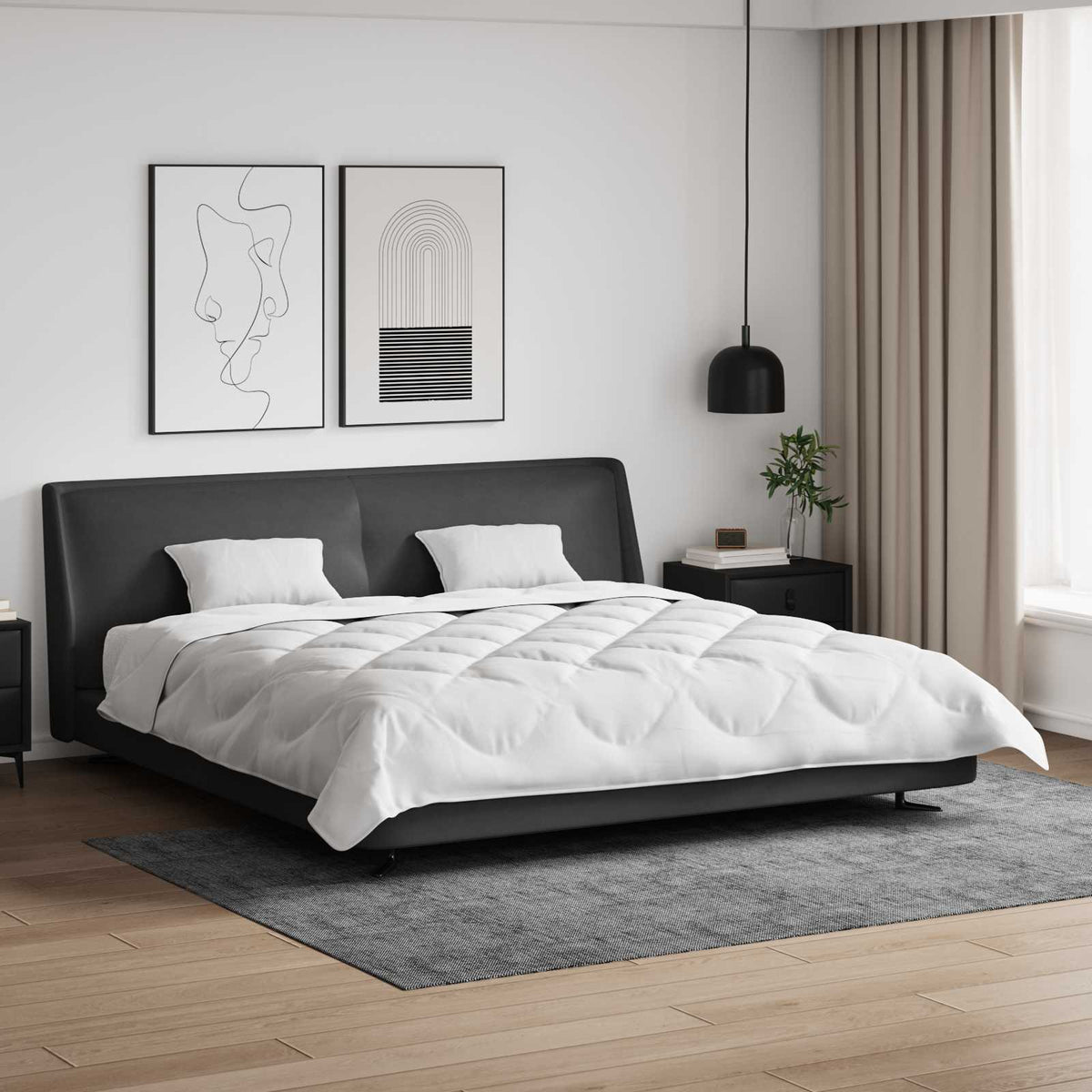 Vidaxl dekbed set met kussen 3 pcs wit microfiber en dons feather