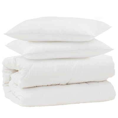 Vidaxl dekbed set met kussen 3 pcs wit microfiber en dons feather