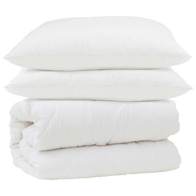 Vidaxl dekbed set met kussen 3 pcs wit microfiber en dons feather