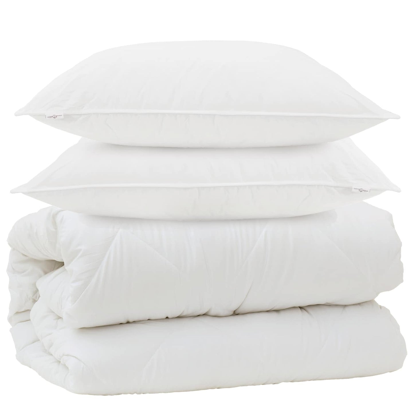 Vidaxl dekbed met kussens met kussen 3 pcs wit microvezel
