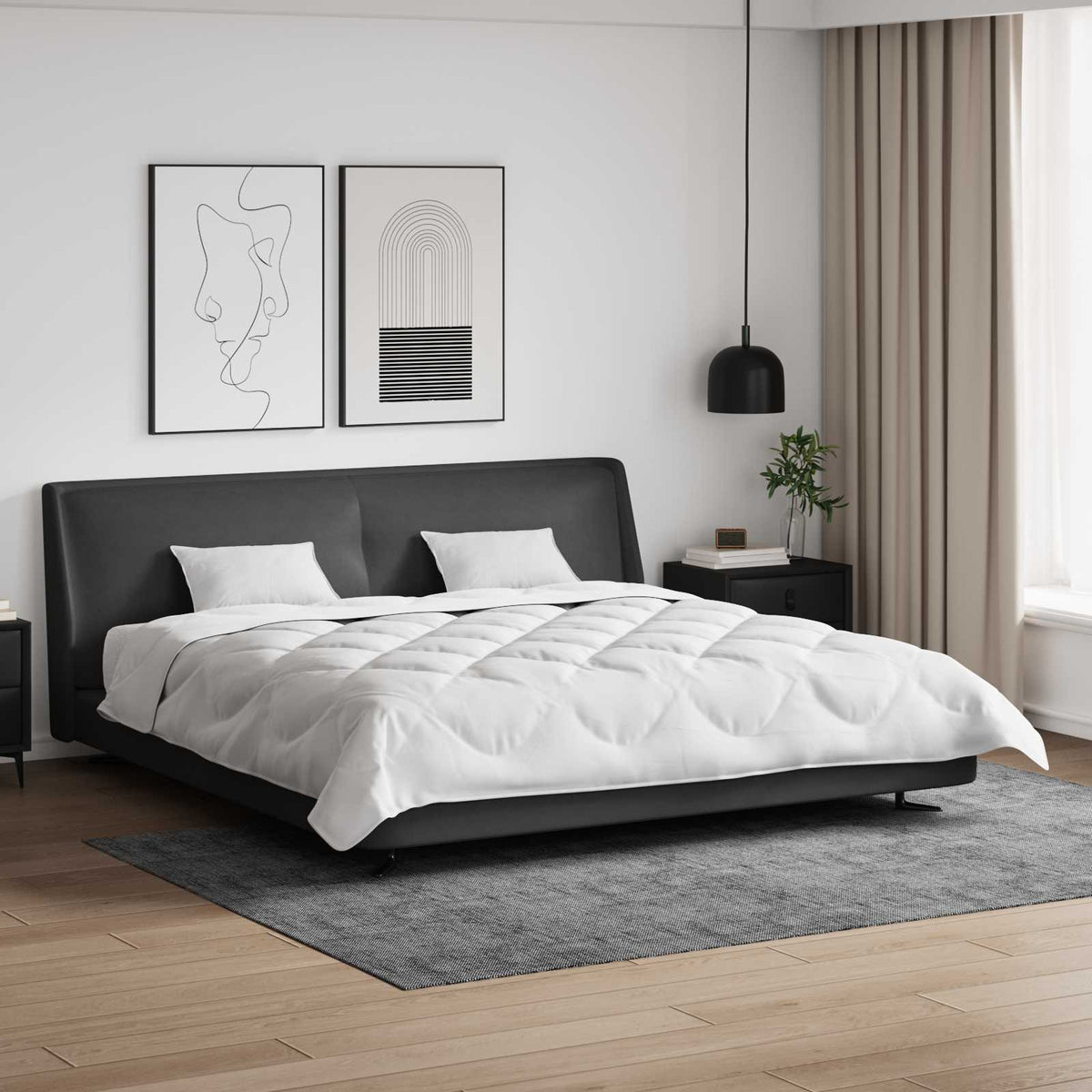 Vidaxl dekbed met kussens met kussen 3 st wit microvezel