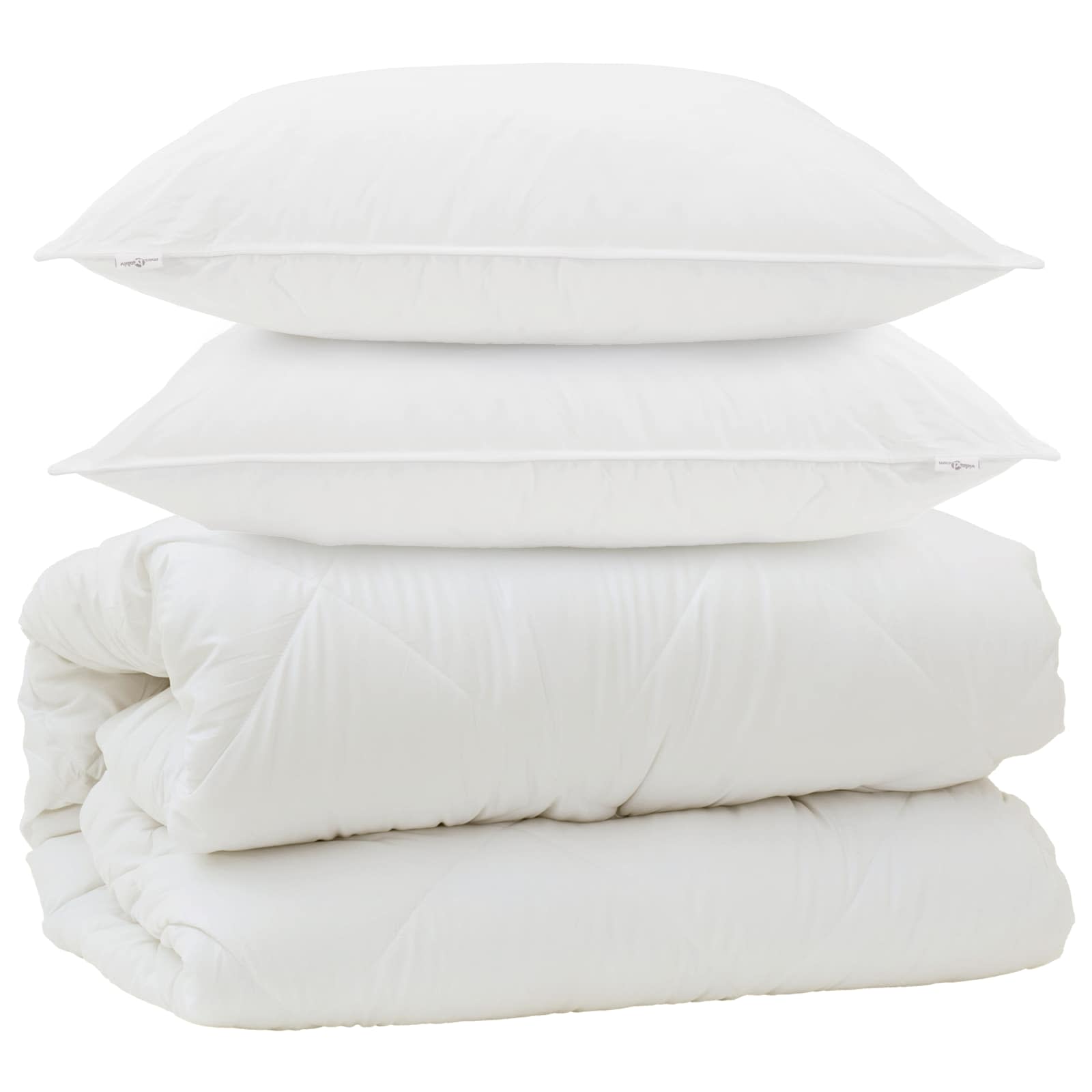 Vidaxl dekbed met kussens met kussen 3 pcs wit microvezel