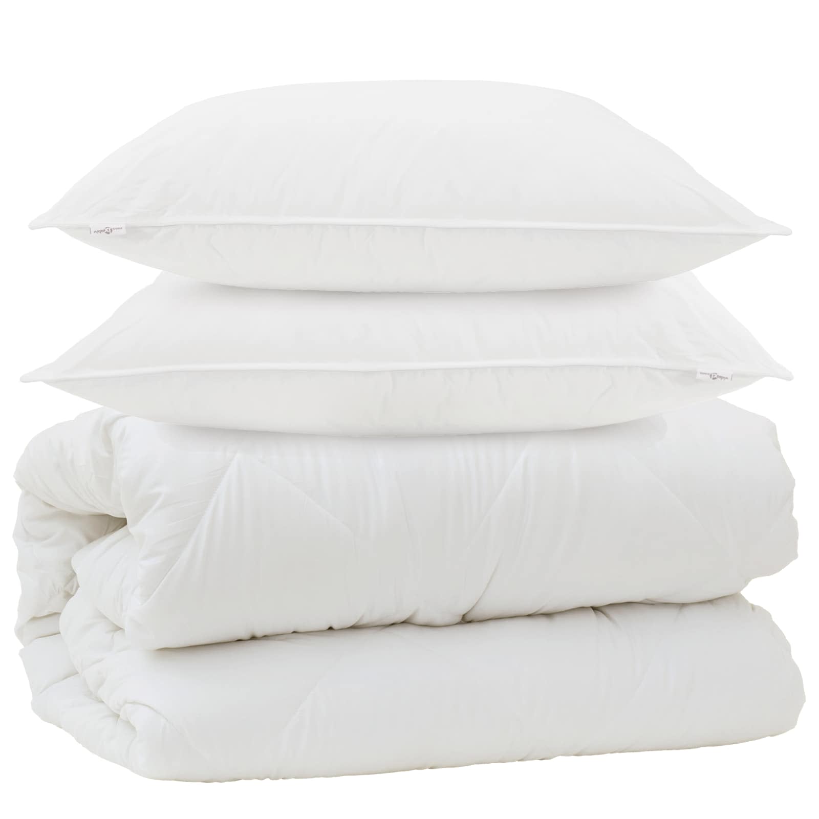 Vidaxl dekbed met kussens met kussen 3 pcs wit microvezel