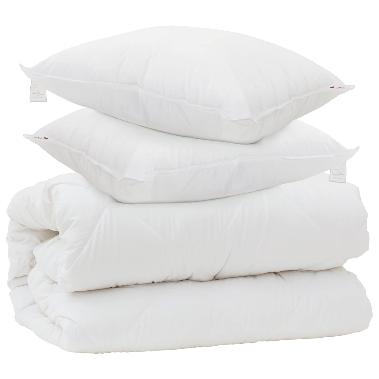 Vidaxl dekbed met kussens met kussen 3 pcs wit microvezel