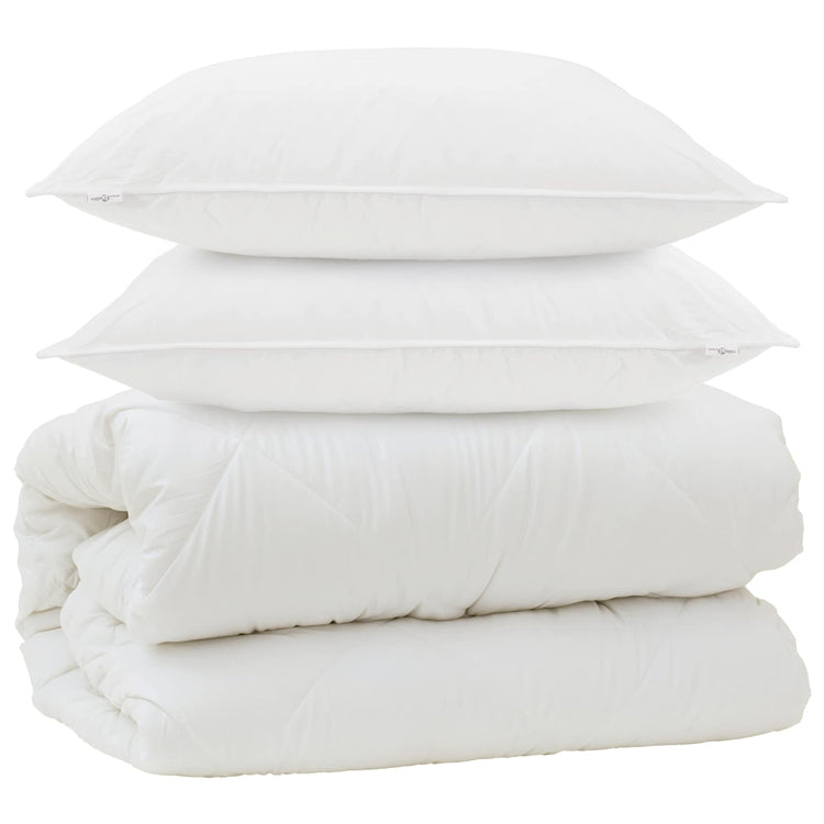 Vidaxl dekbed met kussens met kussen 3 pcs wit microvezel