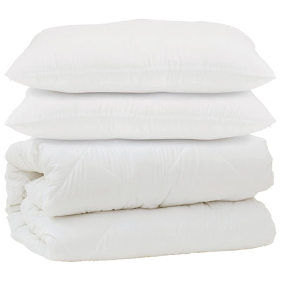 Vidaxl dekbed met kussen 3 pcs wit microfibre
