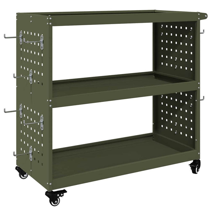 Vidaxl gereedschapswagen olijfgroen 75 x 35 x 73 cm koudgewalst staal