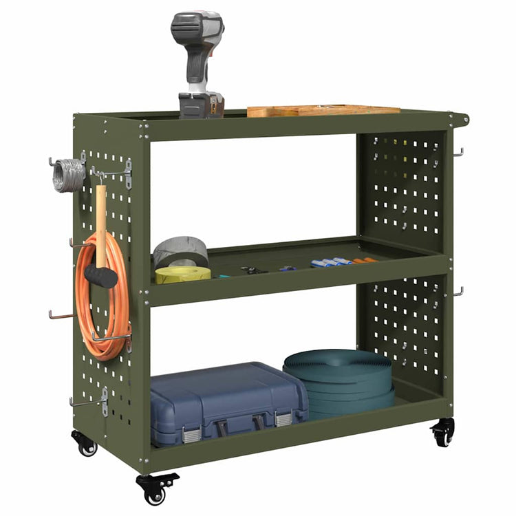 Vidaxl gereedschapswagen olijfgroen 75 x 35 x 73 cm koudgewalst staal