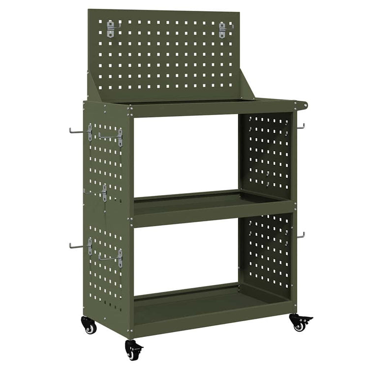 Vidaxl gereedschapswagen olijfgroen 65 x 35 x 111 cm koudgewalst staal