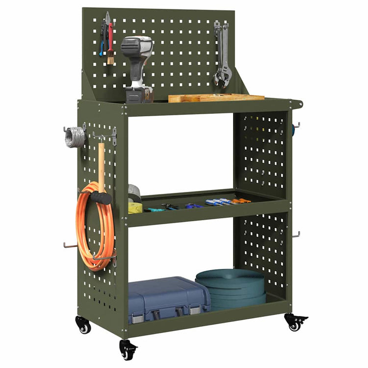 Vidaxl gereedschapswagen olijfgroen 65 x 35 x 111 cm koudgewalst staal