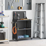 Vidaxl gereedschapswagen zwart 65 x 35 x 111 cm koudgewalst staal - afbeelding 1