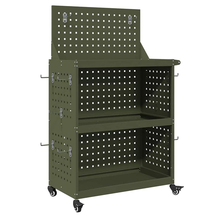 Vidaxl gereedschapswagen olijfgroen 65 x 35 x 111 cm koudgewalst staal