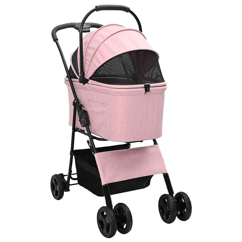 Vidaxl opvouwbare huisdierenwagen roze 81 x 47 x 99 cm polyester