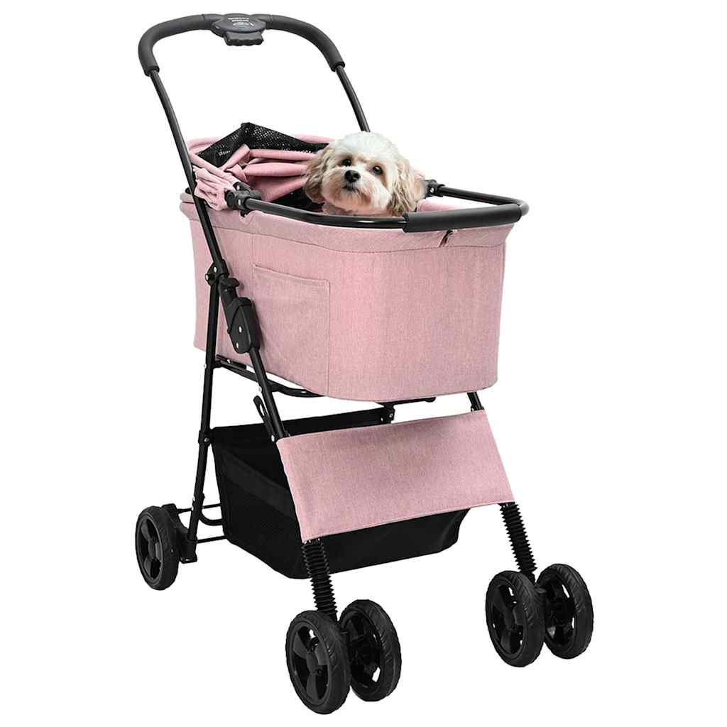 Vidaxl opvouwbare huisdierenwagen roze 81 x 47 x 99 cm polyester