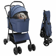 Vidaxl opvouwbare huisdierenwagen blauw 81 x 47 x 99 cm polyester - afbeelding 1