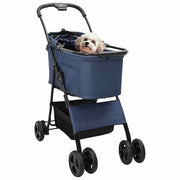 Vidaxl opvouwbare huisdierenwagen blauw 81 x 47 x 99 cm polyester - afbeelding 2