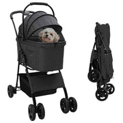 Vidaxl opvouwbare huisdierenwagen zwart 81 x 47 x 99 cm polyester - afbeelding 1