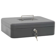 Vidaxl cash box met slot donkergrijs 30 x 24 x 9 cm staal - afbeelding 1