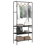 Vidaxl kledingrek zwart eiken 77 x 30 x 171 cm bewerkt hout - afbeelding 3