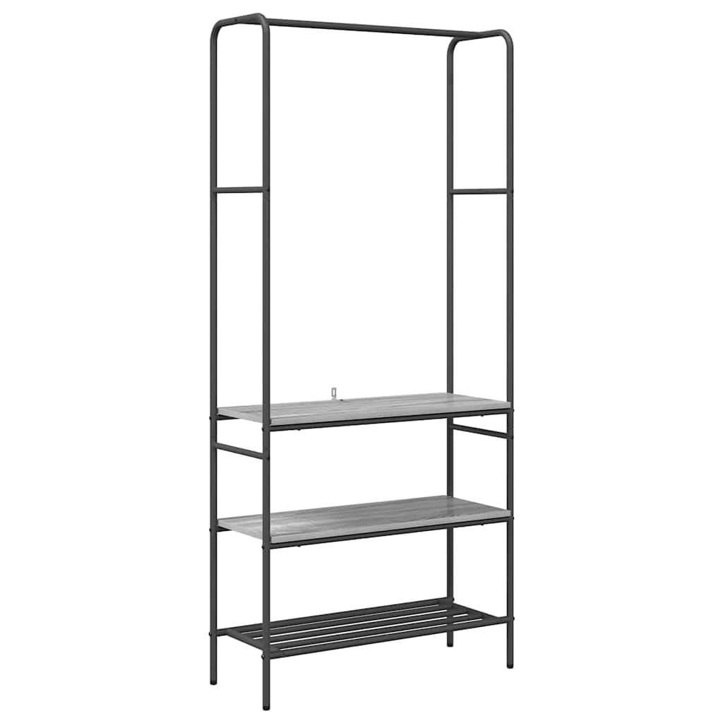 Vidaxl kledingrek met plank grijs sonoma 77 x 30 x 171 cm bewerkt hout