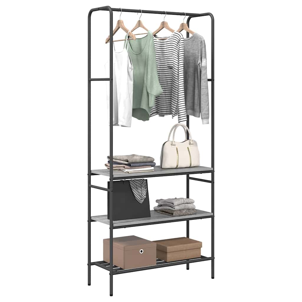 Vidaxl kledingrek met plank grijs sonoma 77 x 30 x 171 cm bewerkt hout