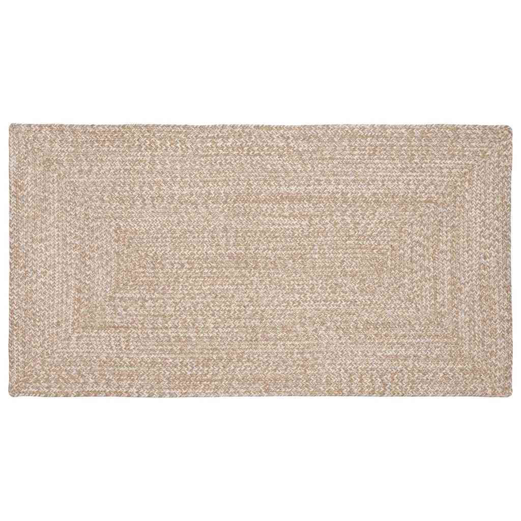 Vidaxl gebied tapijt natuurlijk en wit 60 x 110 cm jute