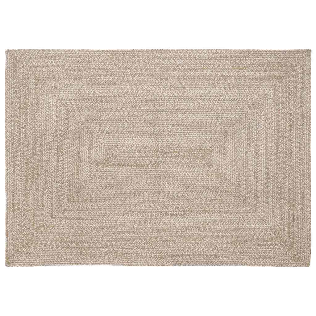 Vidaxl gebied tapijt natuurlijk en wit 120 x 170 cm jute