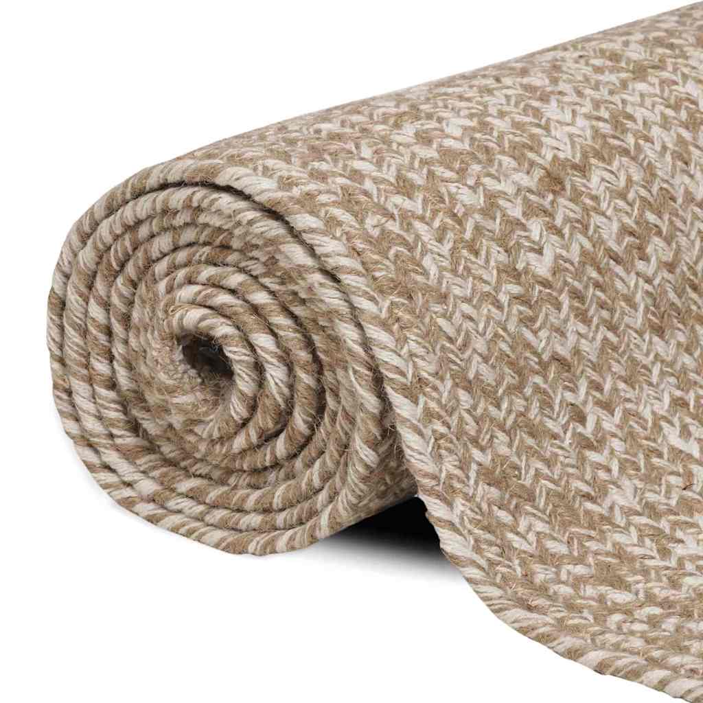 Vidaxl vloerkleden vierkant natuurlijk en wit 300 x 300 cm jute