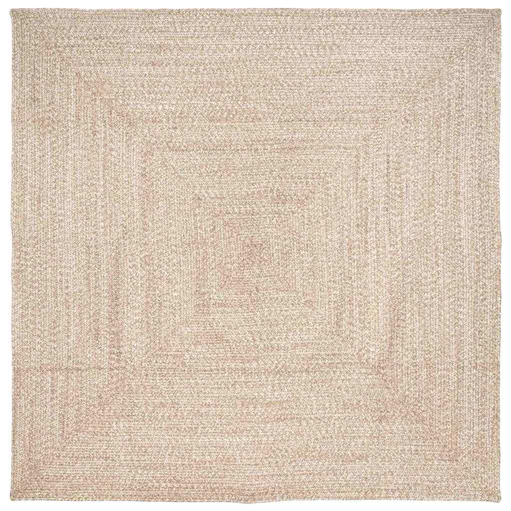 Vidaxl vloerkleden vierkant natuurlijk en wit 300 x 300 cm jute