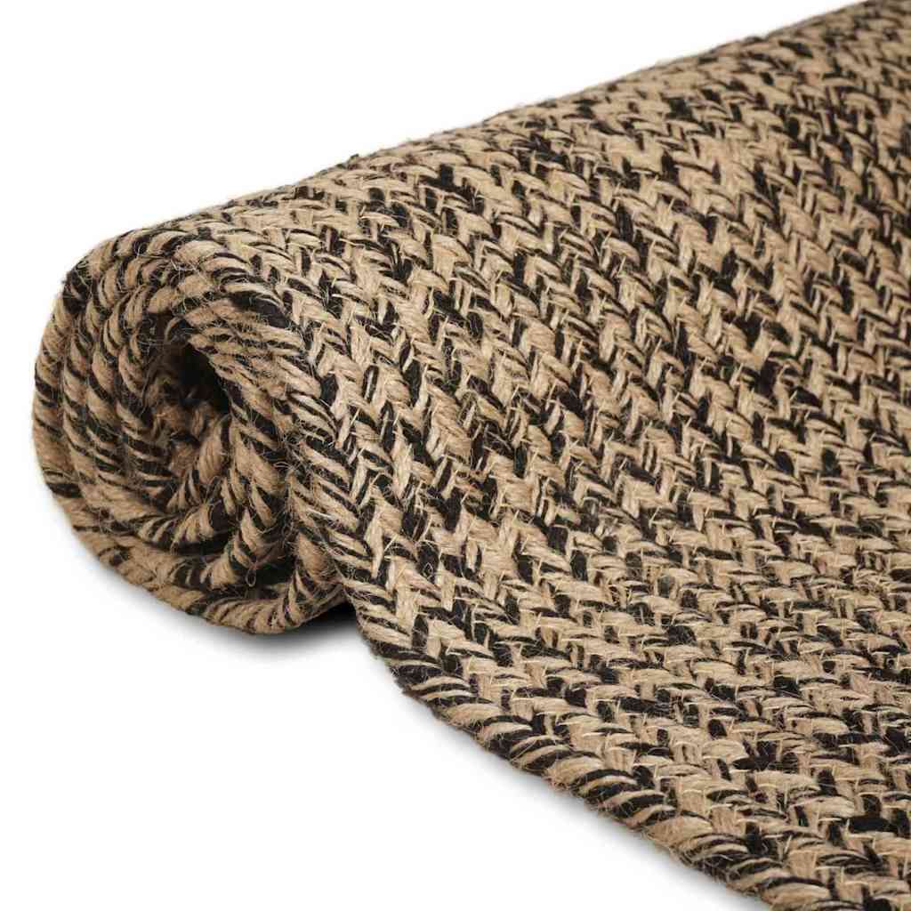 Vidaxl vloerkleden vierkant natuurlijk en zwart 120 x 120 cm jute