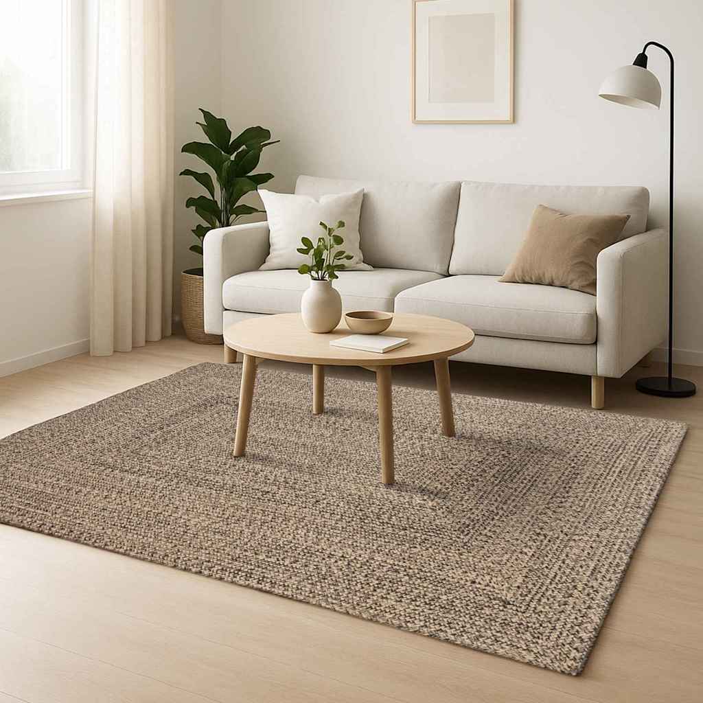 Vidaxl vloerkleden vierkant natuurlijk en zwart 160 x 160 cm jute